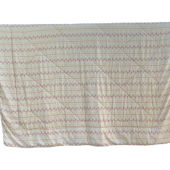 VTG Ralph Lauren Chaps Reversible Comforter Floral Stripes English Country Queen - Picture 5 of 7